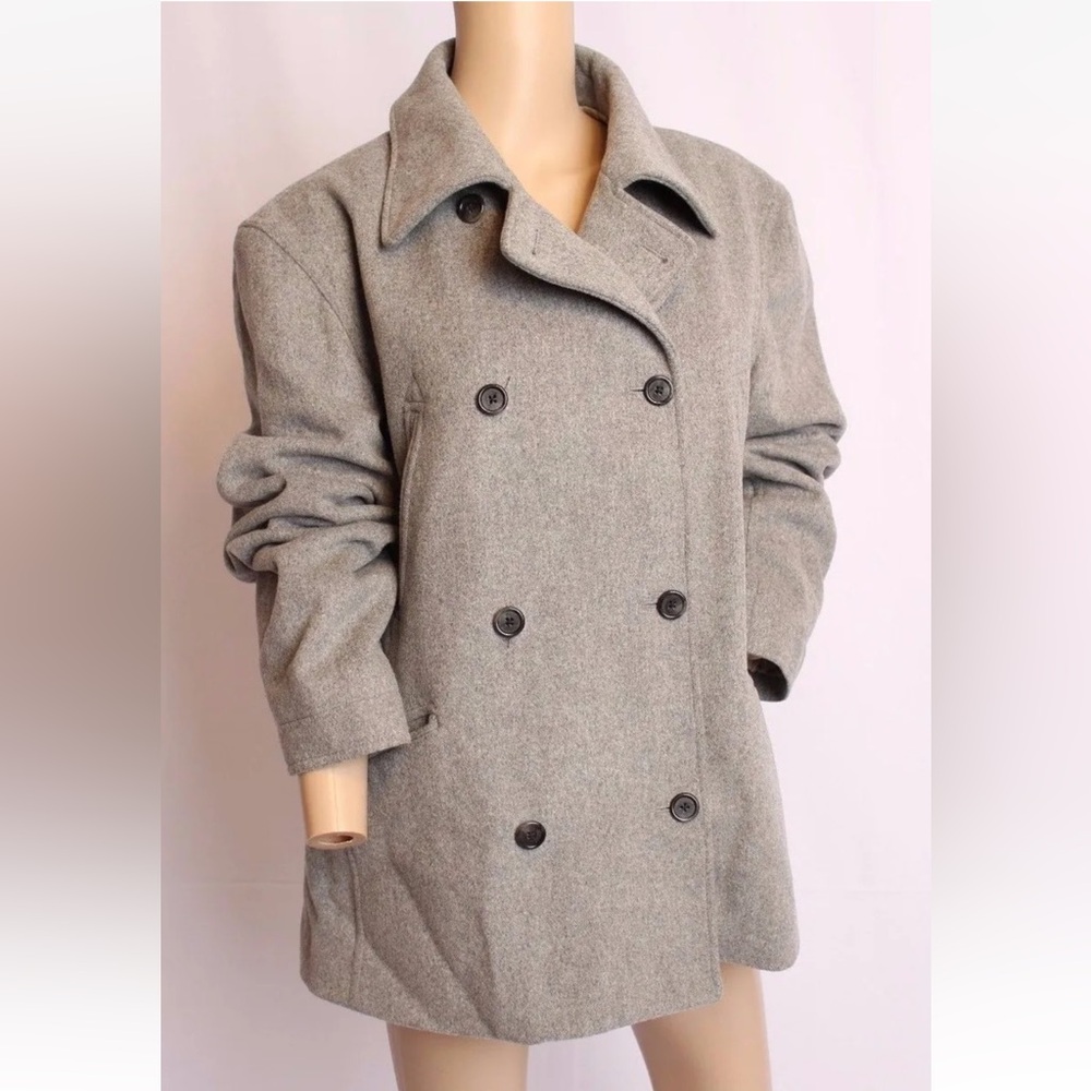 J Crew Gray Double Breasted Wool Cashmere Thinsulate Pea Coat Jacket L